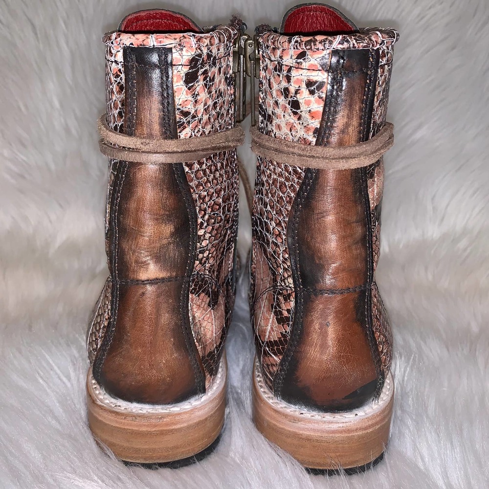 RARE Freebird Manchester Leather Combat Boots, Pink Snake - Picture 6 of 11